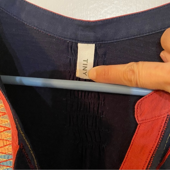 Tiny by Anthropologie Embroidered Navy Breezy Shirt Size Small - Picture 3 of 10